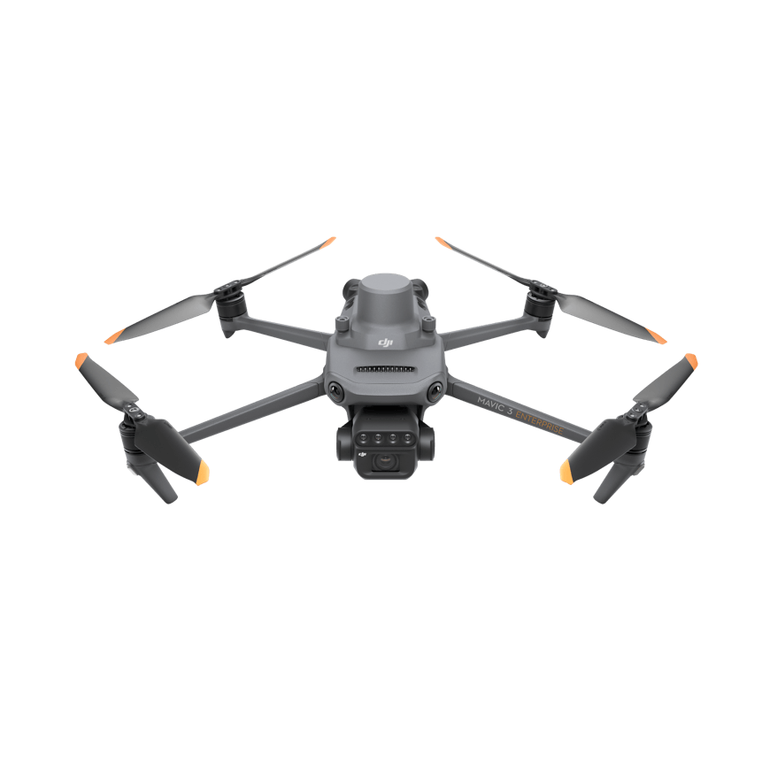 DJI Mavic 3 Multispectral de frente, com braços abertos e módulo RTK instalado