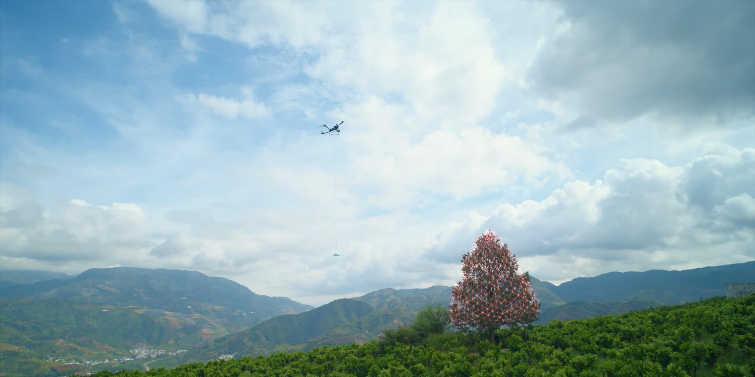 DJI AGRAS T55 en operación de elevación de carga