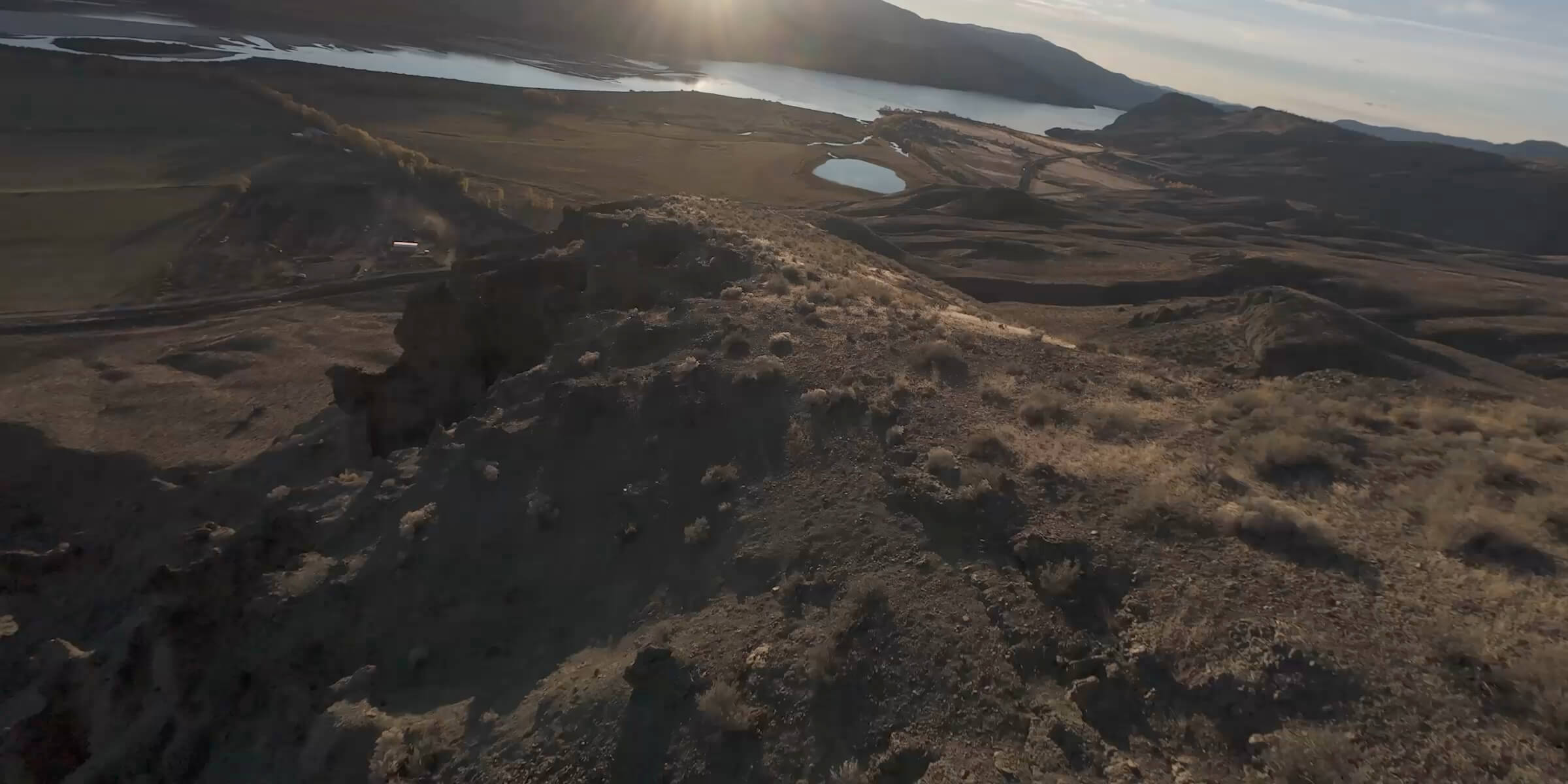 Rocky landscape in DJI promotional FPV imagery