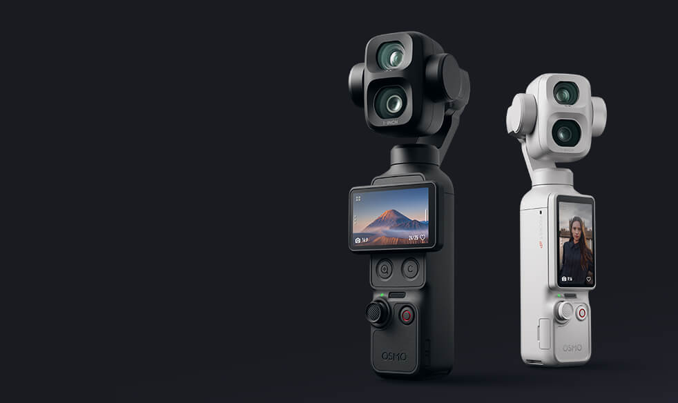 Osmo Pocket 4P 黑白兩色機身與旋轉螢幕