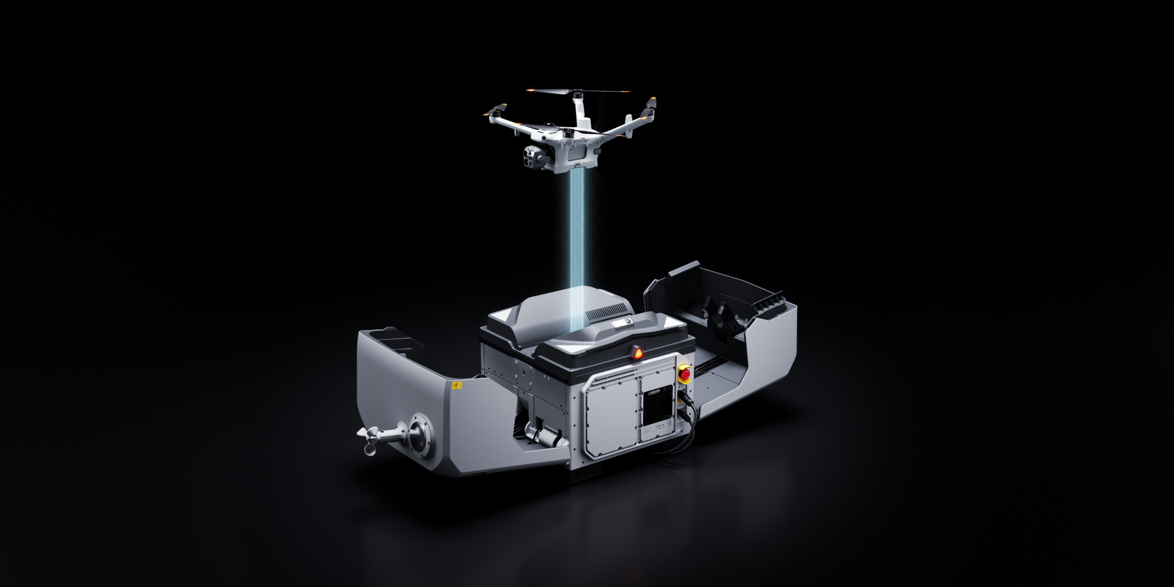 DJI Dock 4とポールに設置したDJI O4 グラウンドステーション