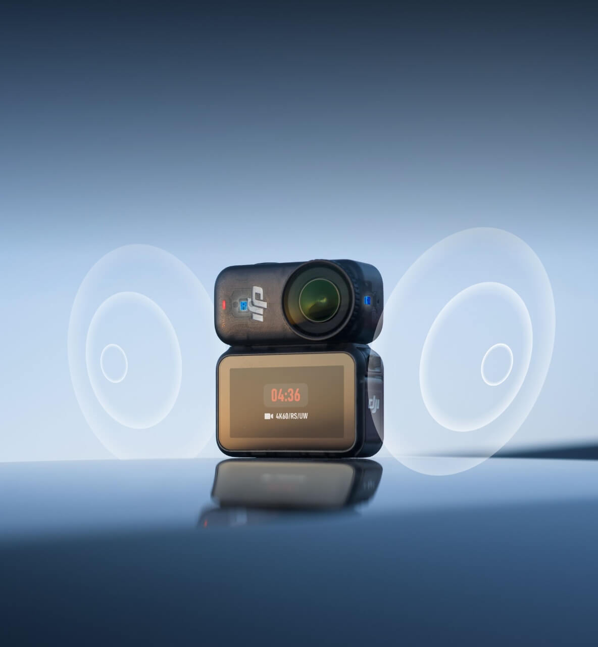 Osmo Nano with circular sound waves on either side