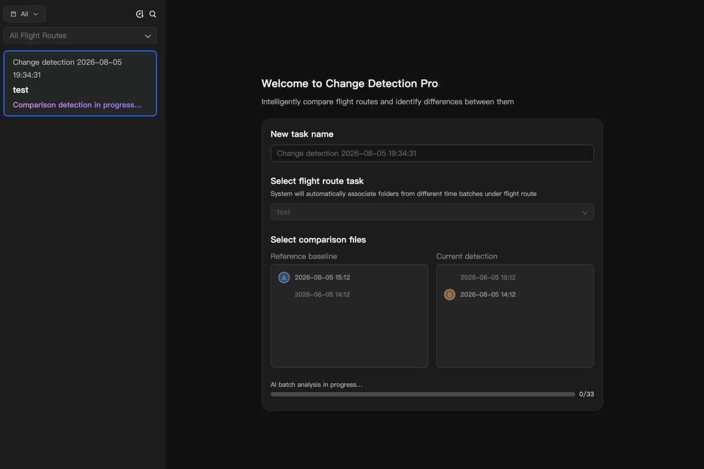 Interfaccia Change Detection Pro di DJI FlightHub 2