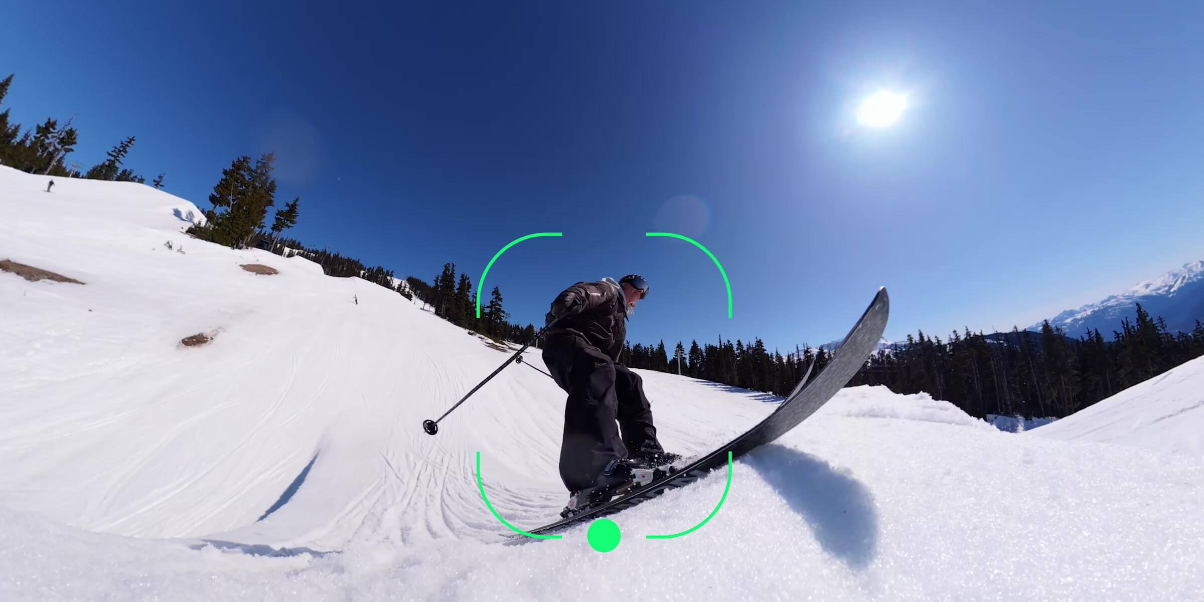 Skier centred in reframed DJI Osmo 360 II footage