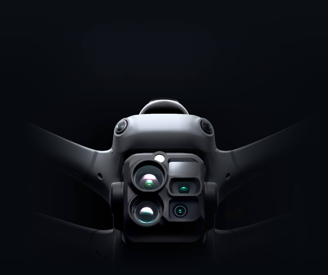 Close-up van de camera’s aan de voorzijde van de DJI Matrice 5TD